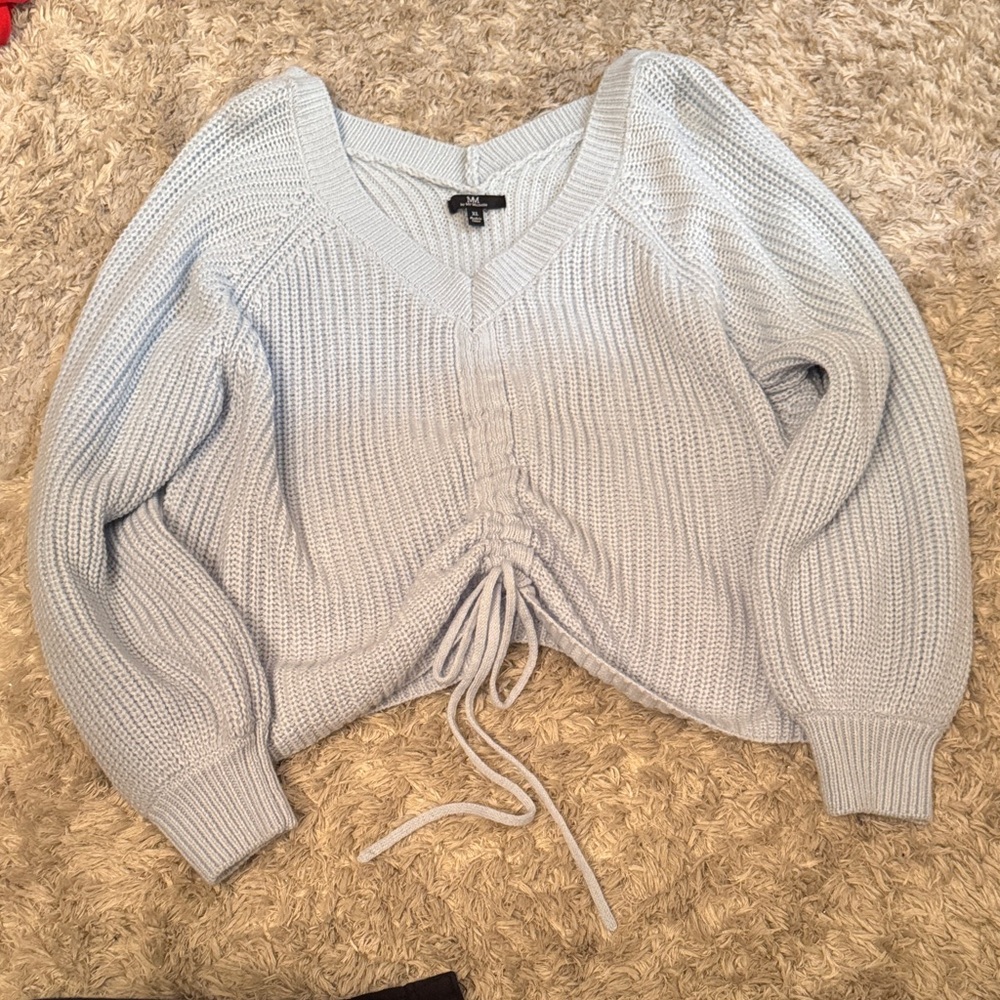 My Michelle Light Blue Drawstring Sweater